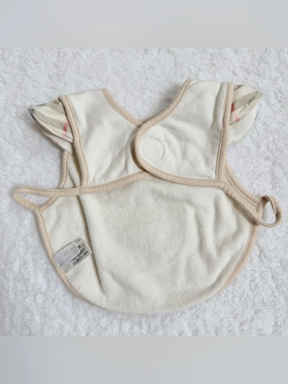 Burberry Baby Bib Infant Girl Unisex Sheep Nova Check Beige Plaid Cotton